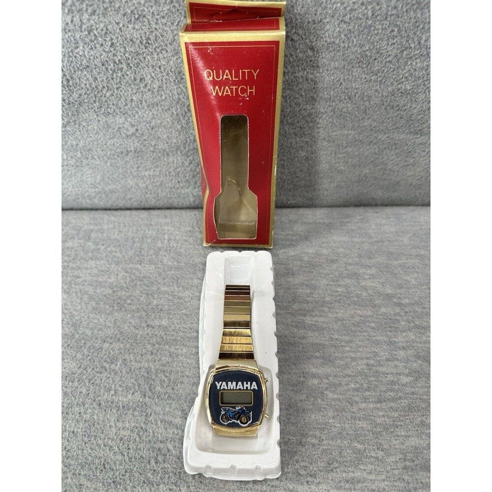 Vintage YAMAHA Advertising Gold Tone Digital Mechanical Watch